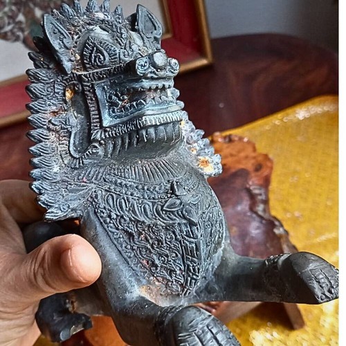Rare Vintage Foo Dog Thai Sitting Lion Guardian Statue Bronze Feng Shui Figurine - Picture 8 of 24