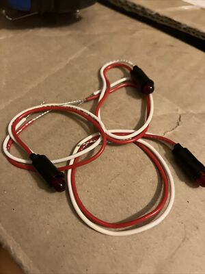 Lot Of 3 (three) 1/4 Inch Panel Mount Red Indicator / Warning Lights for Dash DC