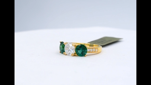 LAB CREATED 1.88 Cts EMERALD & WHITE SAPPHIRE RING .925 Sterling Silver - NWT - Video 1 of 1