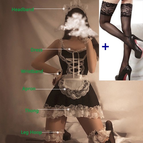 Mujeres Sexy Conjunto de Lencería Uniforme de Criada Vestido Elegante Babydoll Juegos con disfraces Conjunto Disfraz - Imagen 63 de 152