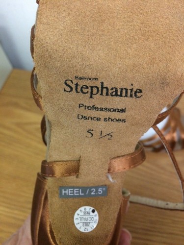 Stephanie Elite Ballsaal Tanz Beruf dunkelbraune Satinschuhe. Größe 5,5 Absatz 2,5 - Bild 3 von 5