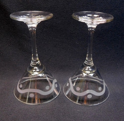 Set 2 Vintage Libbey geätzte Wein Martini Gläser Stielgläser 6" hoch - Bild 2 von 7