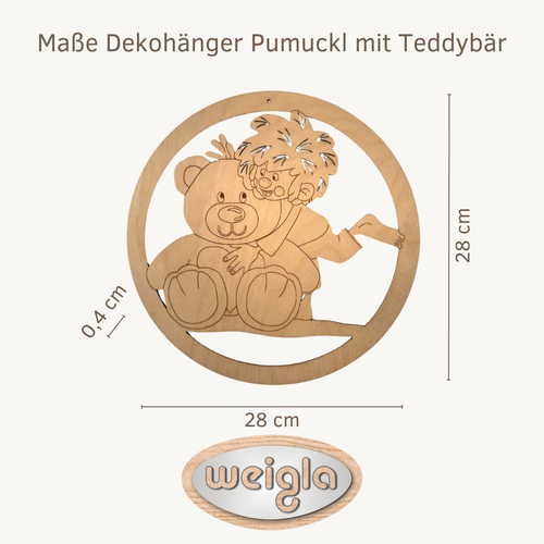 WEIGLA - Dekohänger aus Holz Erzgebirge I Motiv Pumuckl mit Teddybär I Wanddeko - Picture 2 of 4