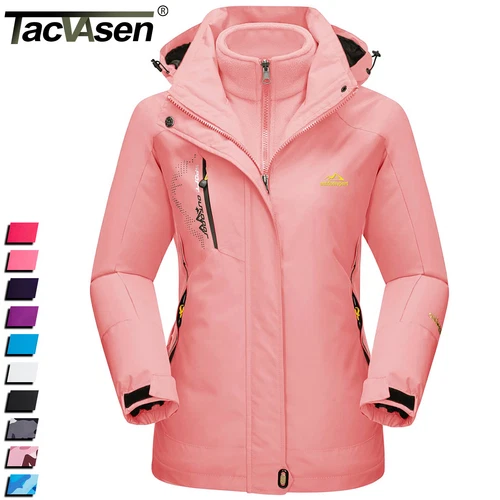 3-in-1 Womens Mountain Ski Snow Waterproof Jackets Warm Fleece Lined Winter Coat