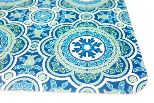 6er Set Hartplastik Tischsets 18"x12" - marokkanische Fliesen Kreise - blau grün - Bild 5 von 7