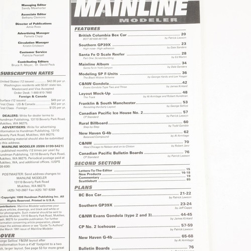 Mainline Modeler Magazine March 1999 Issue Model Railroading Southern GP39X C&NW - Bild 3 von 4