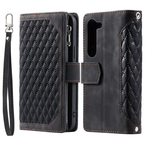 Strap Grid Leather Wallet Phone Case For Samsung S24 S23 S22 S21 S20 A14 A13 A33 - Picture 14 of 42