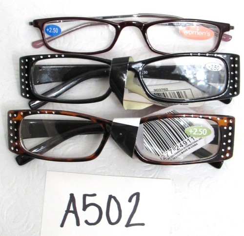 Women's Reading Glasses Readers +2.50 3 Pairs Rhinestones - Bild 1 von 13