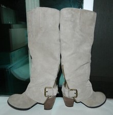 NINE WEST Vintage America women's Suede Buckle Zipper Leather KNEE Boots 6