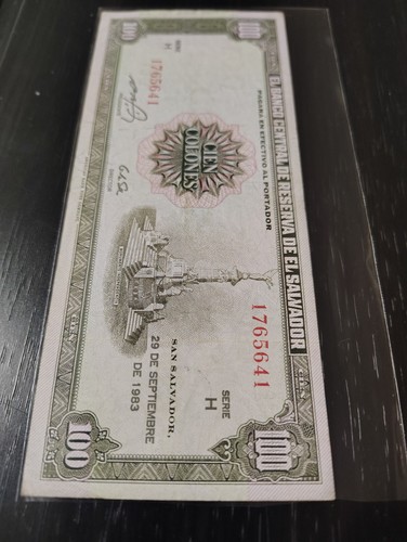 El Salvador 100 COLONES 1983 Serie (H) - Picture 4 of 10