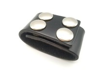 Black Vegetable Tanned Leather Duty Double Belt Keeper Strap Snap Large 2"