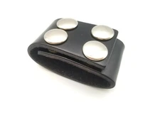 Black Vegetable Tanned Leather Duty Double Belt Keeper Strap Snap Large 2"