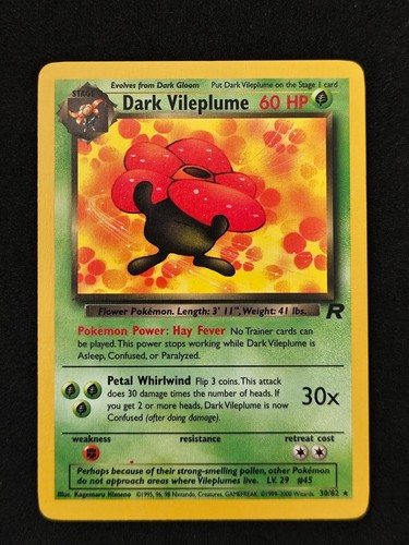 🔥Dark Vileplume 30/82 🔥 Team Rocket Rare Pokemon Card WOTC TCG 2000 LP
