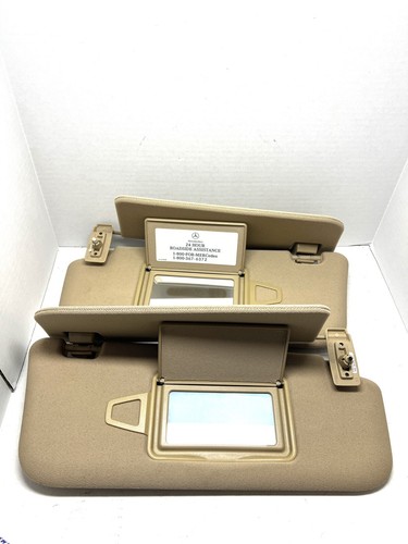 Sun Visor Set 2003-2009 Mercedes E320 E350 E500 E550 E55 E63 AMG Beige OEM - Picture 7 of 11