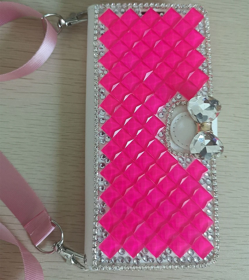 Sparkly Leather Wallet Flip Phone Case With  Lanyard For iPhone 17 PRO MAX - Image 4 of 4