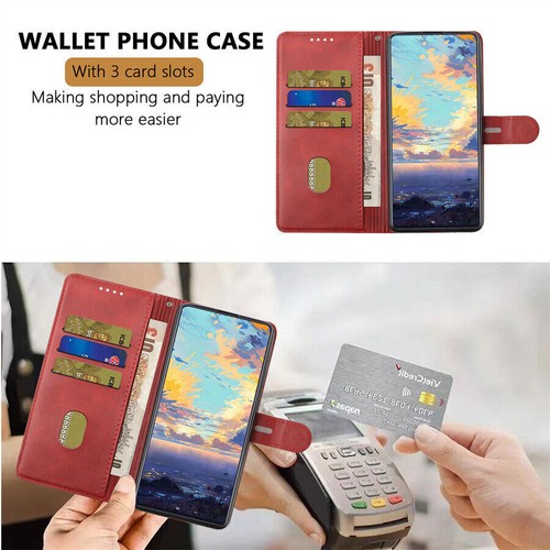PU Leather Wallet Phone Case For ZTE Blade A53 A73 A54 A35 A55 A75 A34 V60 V50 - Picture 5 of 20