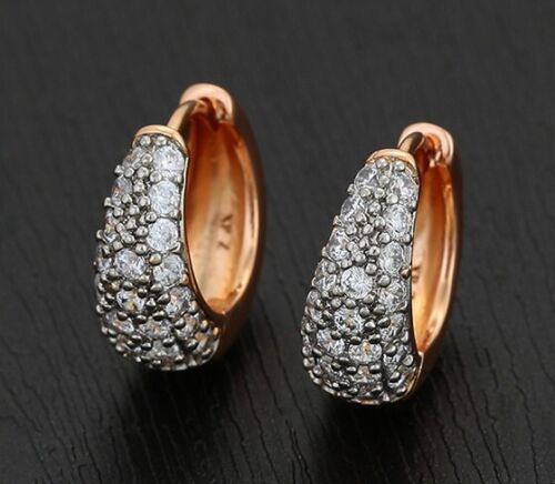 Luxus Ohrringe Creolen Zirkonia 750er Gold 18K vergoldet Gelbgold Damen 16mm - Bild 2 von 5