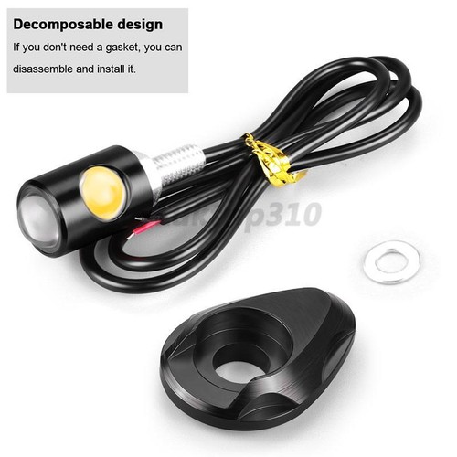 2X Mini Universal LED Moto Señales de Giro Ámbar Indicador Luz Intermitente Lámpara - Imagen 10 de 12