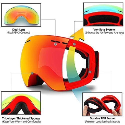 Ski Goggles Anti OTG Fog OTG Anti Compatible And UV Protect Unisex Snowboard VLT 25.4 ROT 2c79fd Ski Goggles Anti OTG Fog OTG Anti Compatible And UV Protect Unisex Snowboard VLT 25.4 ROT 2c79fd