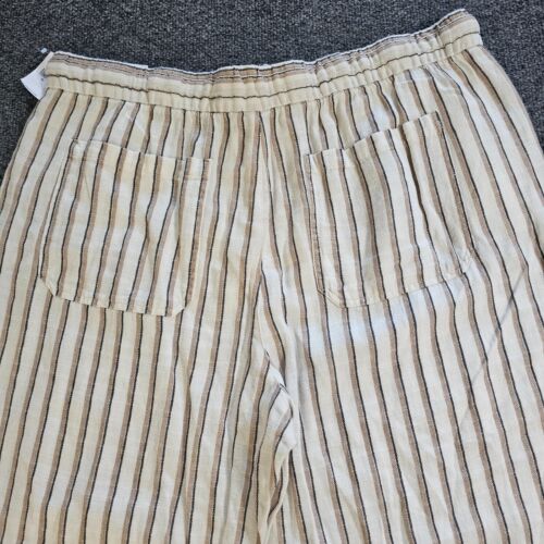 Old Navy Pants Women XL White Striped Wide Leg Linen Elastic Waist Casual Beachy - Picture 9 of 11