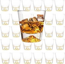 LEMONSODA Whiskey Glasses Set of 32- Crystal Clear Gold Heavy Base Bourbon Glass