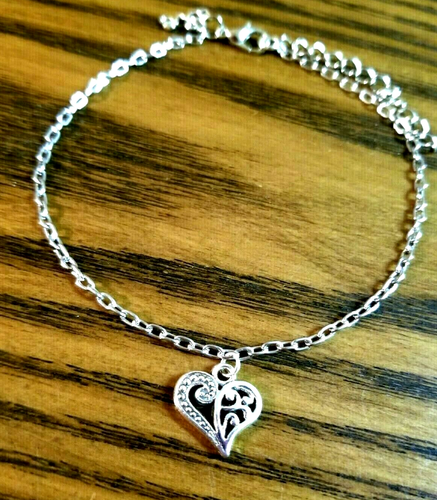 Tobillera Corazón Plata, Pulsera Tobillera Plata, Joyería Corazón, Tobilleras Mujer - Imagen 1 de 6