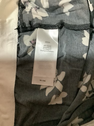 Donna Karan Sleepwear SET Women’s Size Small Modal Knit Black/White Flowers - Picture 9 of 9