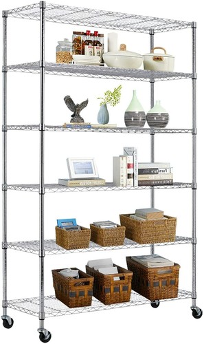 6-Tier Wire Shelving Unit NSF Metal Shelf Rack Heavy Duty Capacity 18”x48”x76”