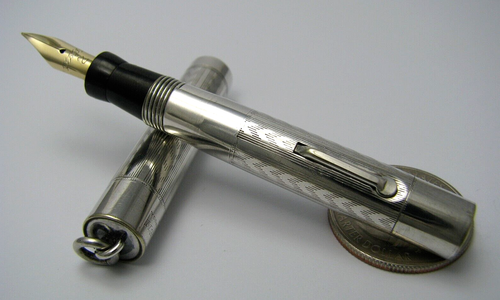 WAHL FOUNTAIN PEN SILVER FILLED CHATELAINE FOUNTAIN PEN Wahl Made in USA Used
