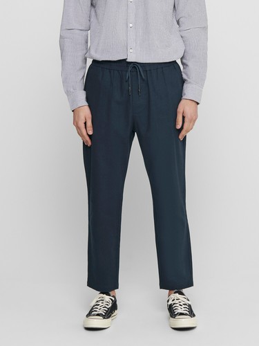 Only & Sons Men's Tapered Cropped Trousers Drawstring Cool Party Loose Fit Pants - Picture 12 of 16