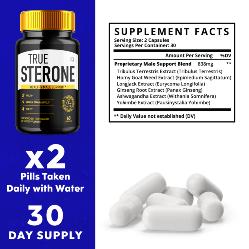 True Sterone Male Pills - Enhances stamina and supports vitality (3 Pack) - Picture 4 of 8