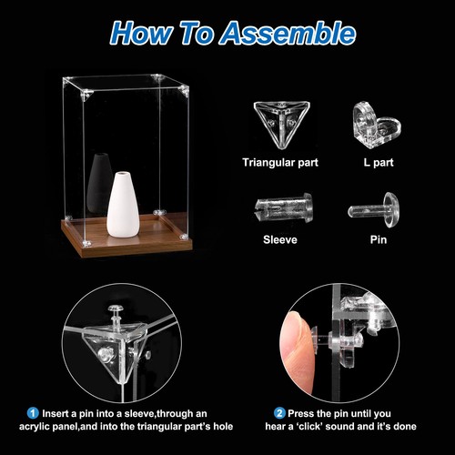 Acrylic Display Case, 8''x4''x4'' Clear Display Box Assemble Dustproof - Picture 7 of 7