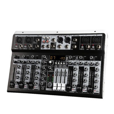 KP8l 8-CH Audio Mixer Built-in 16 Digital Effector 48V Phantom Power 110V-220V