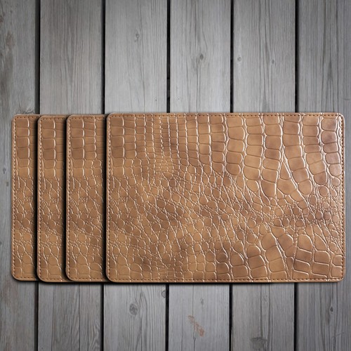 New Crocodile Faux Leather Placemats Set For 4 Table Mat Tableware Dinning Set - Picture 30 of 56