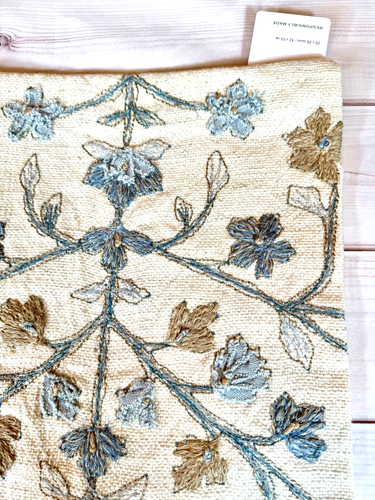 Pottery Barn Genevieve Embroidered Pillow Cover 20” Blue Multi - Picture 4 of 9