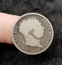1817 Georgian English 925 Sterling Silver Shilling Coin. Nice Example. George IV