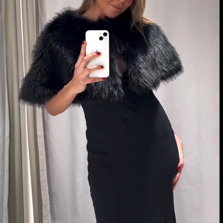 ジャケット・アウター mariapipi Faux Fur Cape Coat Cape Coat with Fur Collar – axes femme from JAPAN