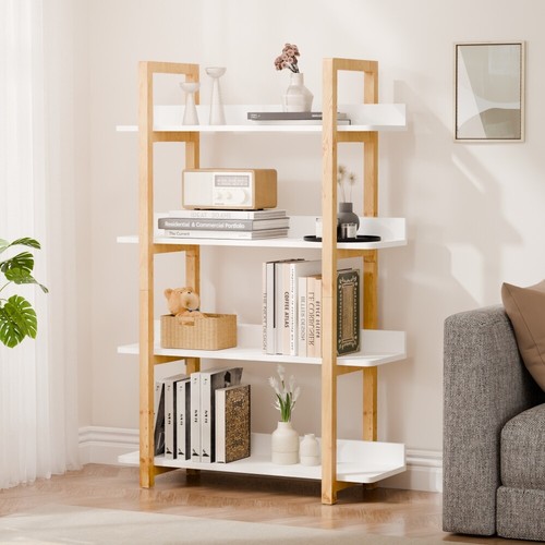 Multifuction Bookcase Shelving w/ Solid Wood Frame Plant Standing for Home Decro - Picture 1 of 44