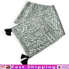 Geometric Table Runner Decorative Dining Protector W/ Tassels Reversible Fabric