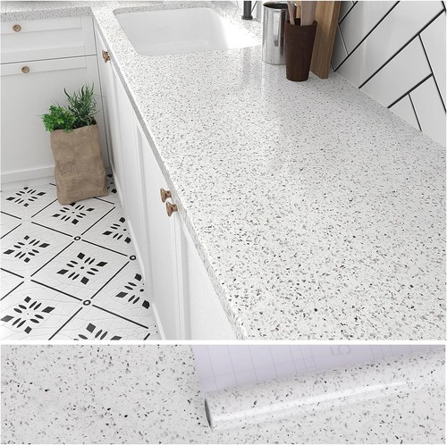 Upgrade Your Space with Oil-Proof White Marble Contact Paper - 14.5 Sq. Ft. - Picture 3 of 10