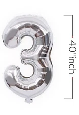 40" NUMBER (3) BALLOONS - Self Inflated Air/Helium - Foil Balloons  - SILVER