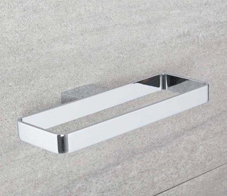 Modern Bathroom Square Towel Rack Towel Ring Holder Chrome Wall Mounted Black - Image 2 of 4