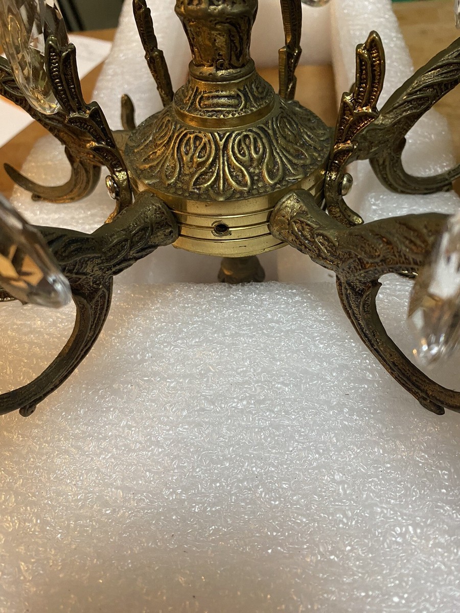 VINTAGE SPAIN CHANDELIER BRASS 10 LIGHT Hollywood Reg VINTAGE SPAIN CHANDELIER BRASS 10 LIGHT Hollywood Reg