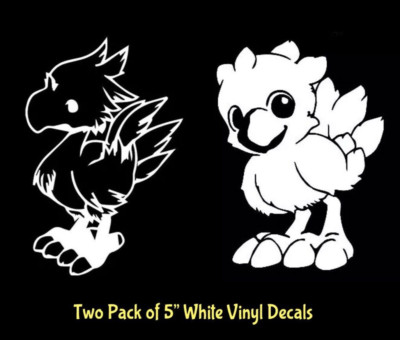Chocobo Graphic Two Pack 5'' White Vinyl Decal Car Laptop Tumbler Tablet