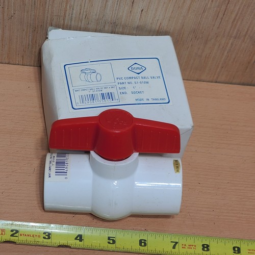 Dura Plastics Products Inc S1-010W 1" Socket X Socket Ball Valve White - Picture 2 of 10