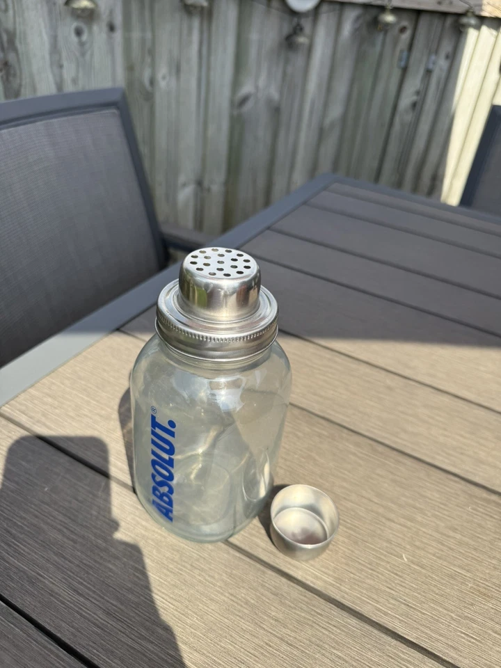 RARE ABSOLUT VODKA BRANDED GLASS MASON JAR COCKTAIL SHAKER COLLECTOR BREWERIANA - Image 2 of 3