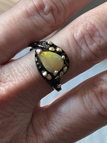 Natural Opal Artisan Ring 925 Marked Sz8 - Picture 13 of 13
