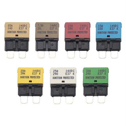 7 x Automatic Reset Fuse 5A 7.5A 10A 15A 20A 25A 30A w/ Fuse Holder For Car Boat - Picture 2 of 14