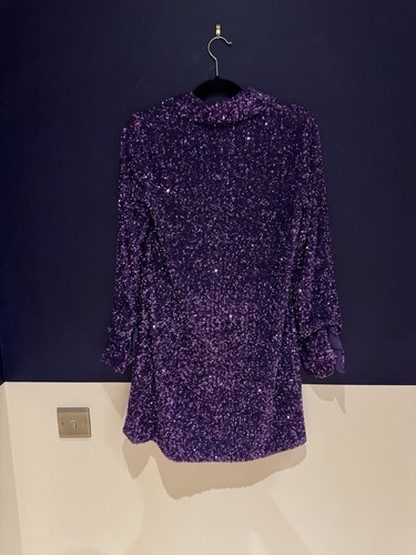 & Other Stories all over sequin mini shirt dress in purple size XS - Picture 2 of 3