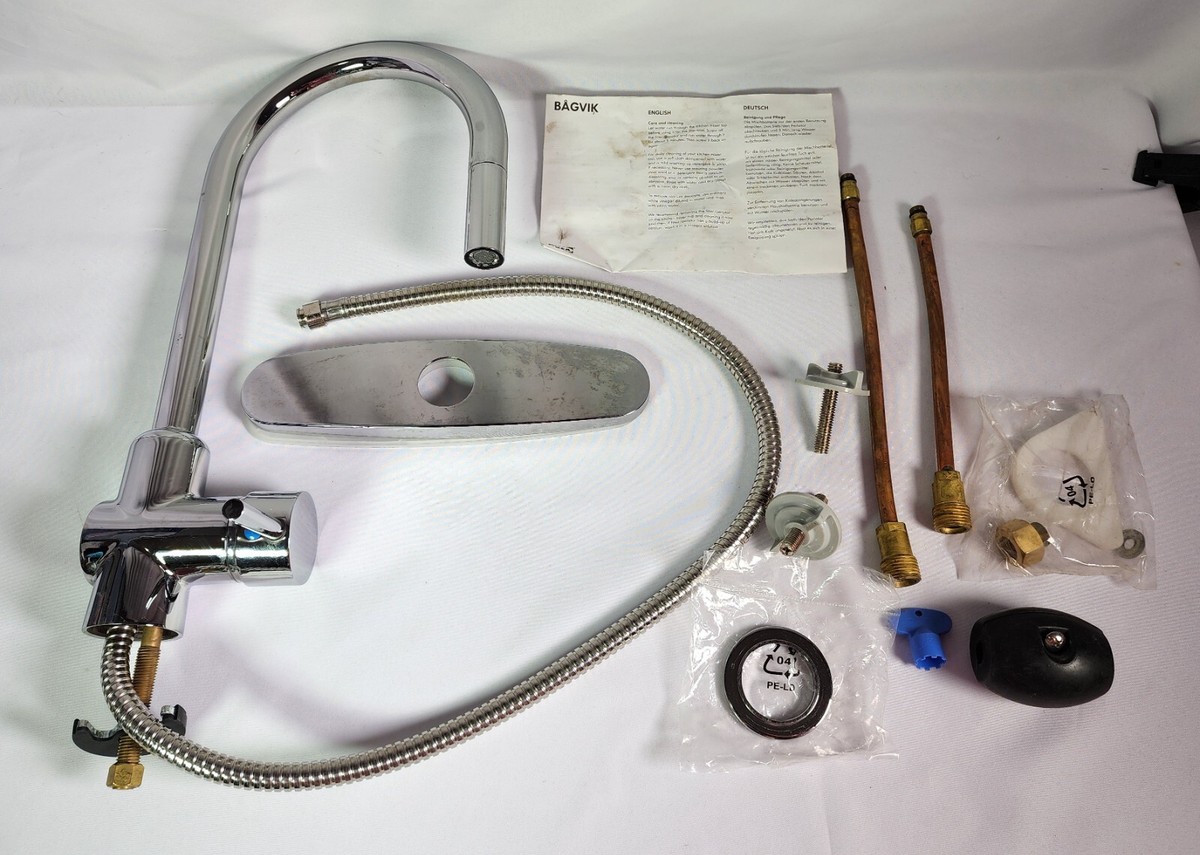 IKEA BAGVIK 300.857.78 Chrome Plated Single Lever Pull-Out Spout